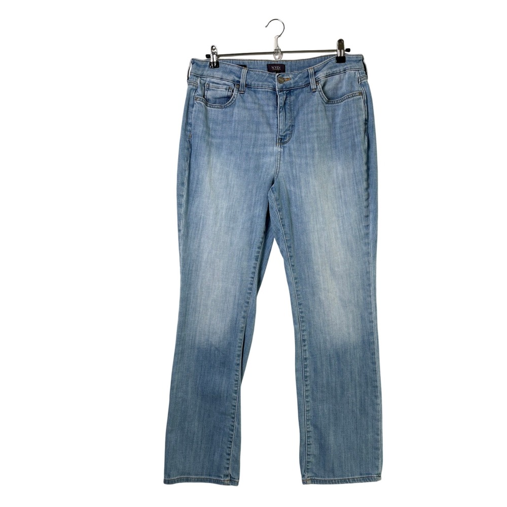 NYDJ Marilyn Straight Jeans Womens 14 Light‎ Wash Blue Lift Tuck Stretch Denim